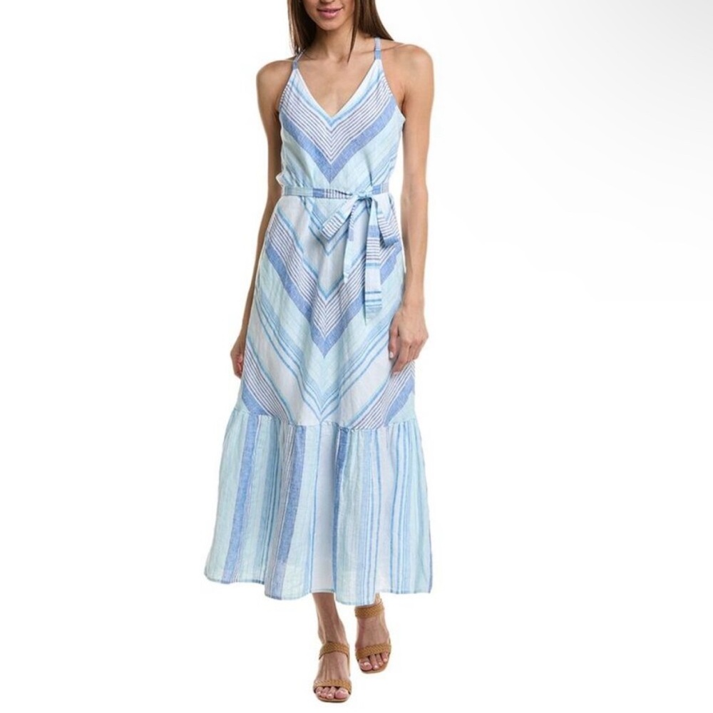 Tommy Bahama Linen Maxi Dress Ocean Reverie Sundress in Blue Canal